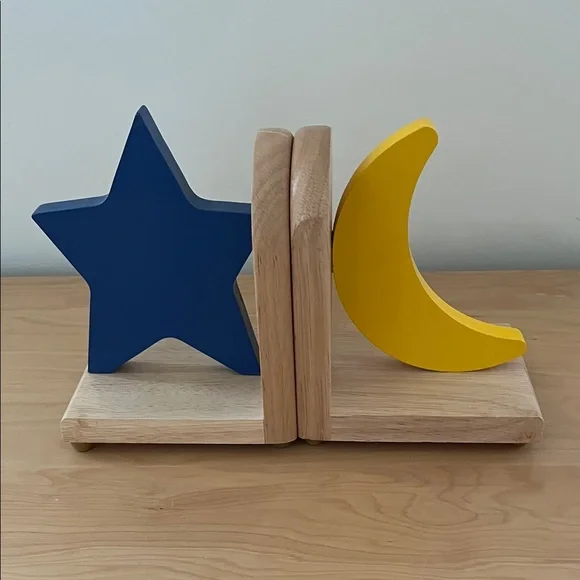 Children’s Star and Moon Wooden Bookends - Picture 1 of 4